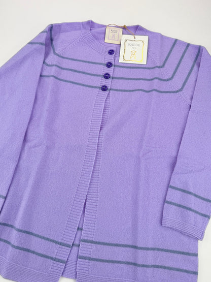 NWT - Kaede Lilac Striped Cashmere Cardigan 5-6Y & 7-8Y