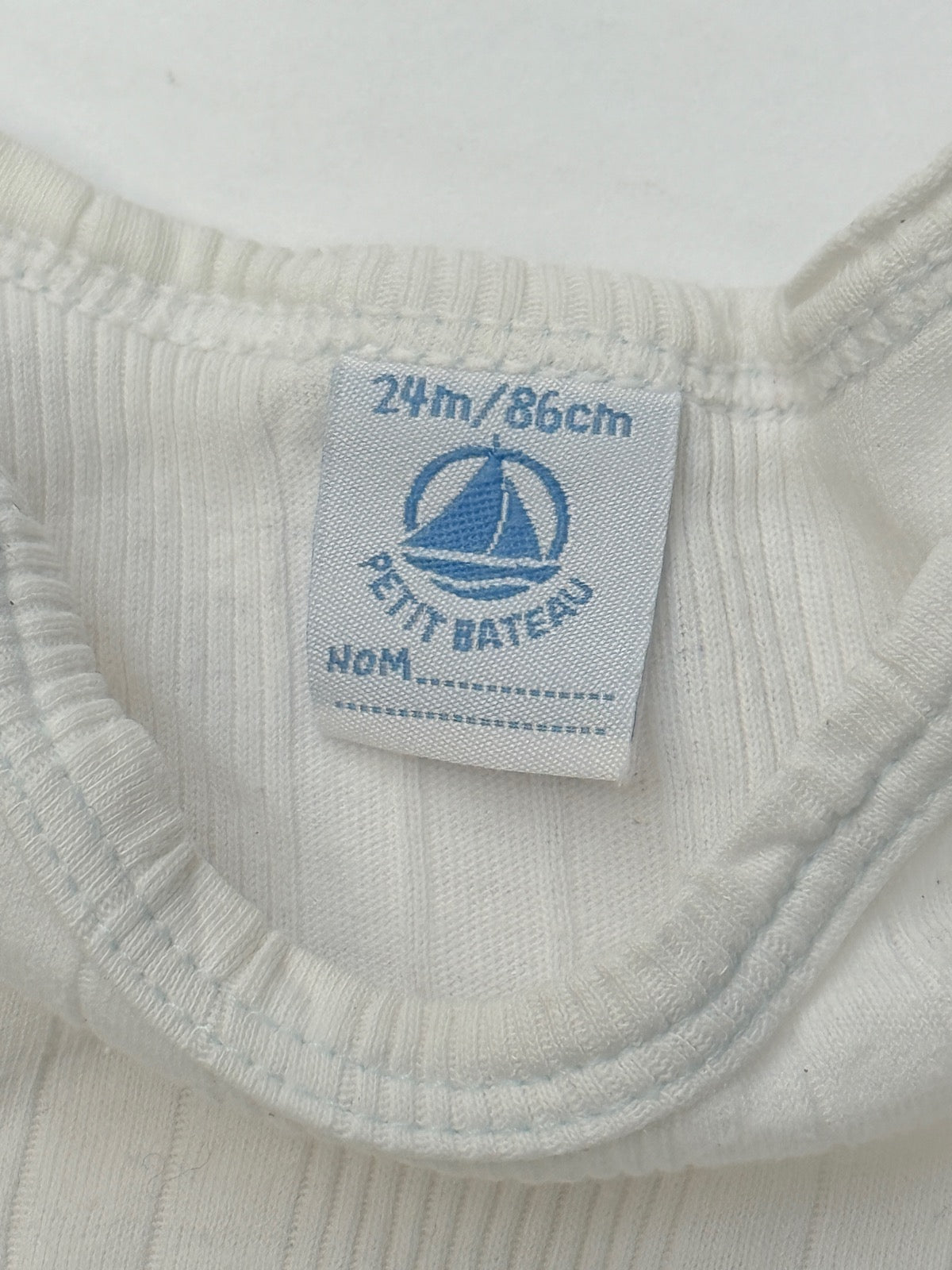 Petit Bateau White Ribbed Bodysuit 24M