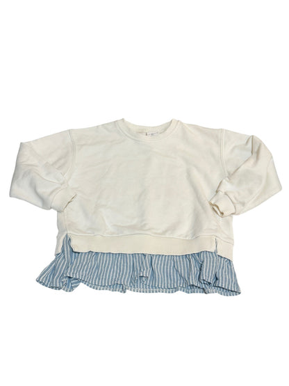 Zara Cream Sweatshirt Striped Ruffle Hem 4-5Y