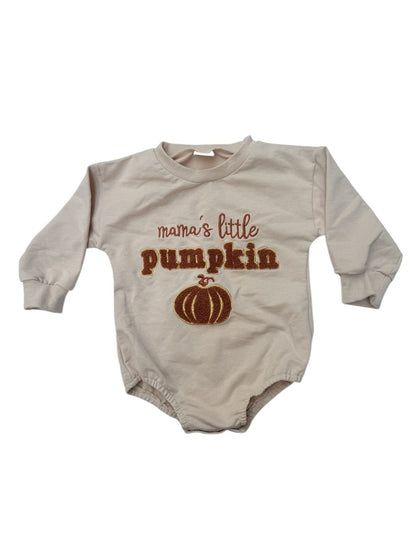 Mama's Little Pumpkin Embroidered Romper 6-12M