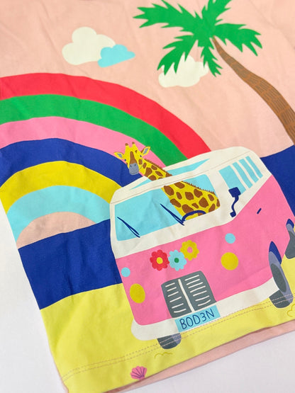 Mini Boden Giraffe Rainbow Shirt 2-3Y