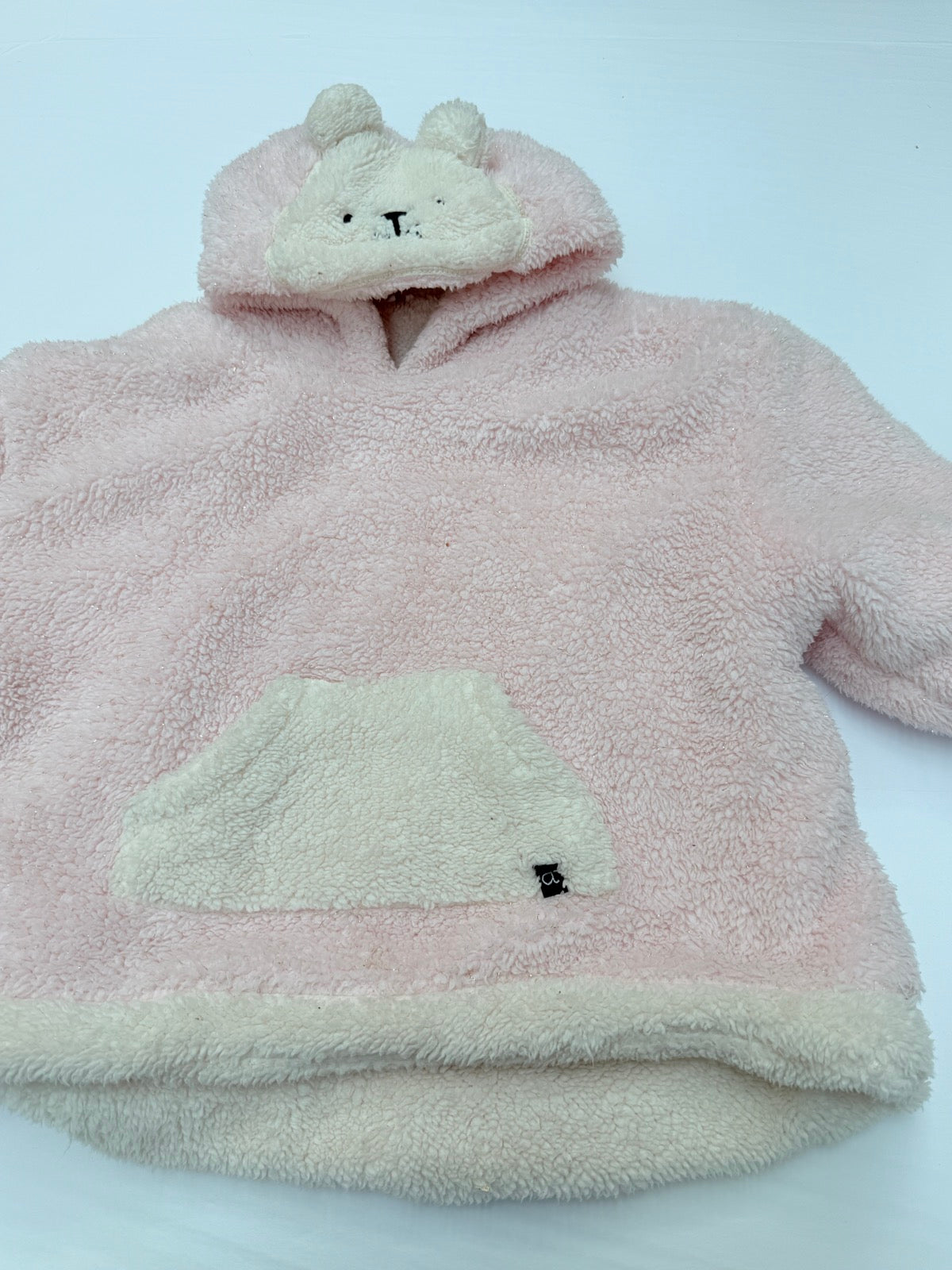 BIG & COZY Deux par Deux Pink Bear Sherpa Hoodie Cuddle Hoodie Siz 3-5Y