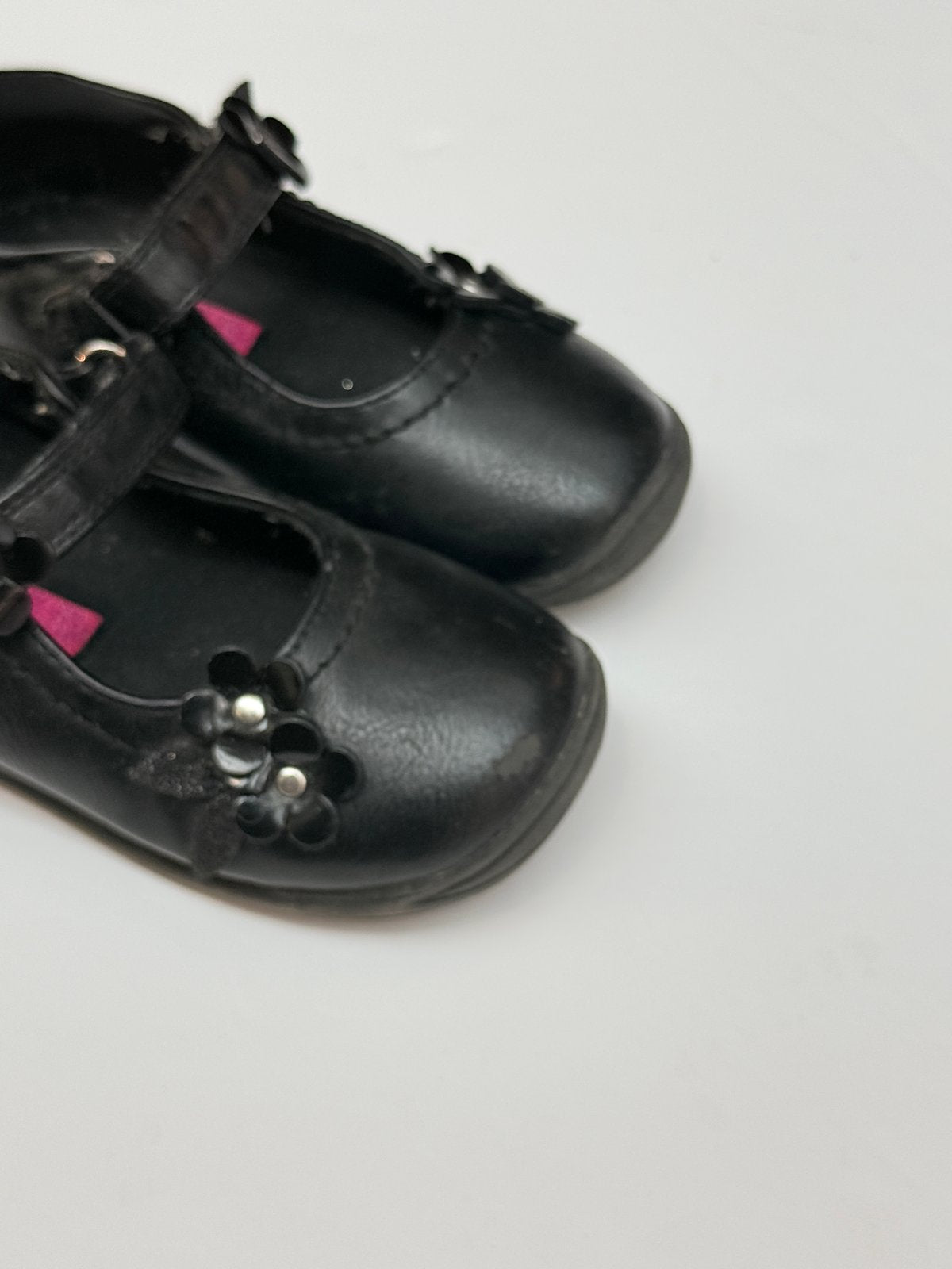 Rachel Shoes Black Mary Jane Flower Shoes Size 8