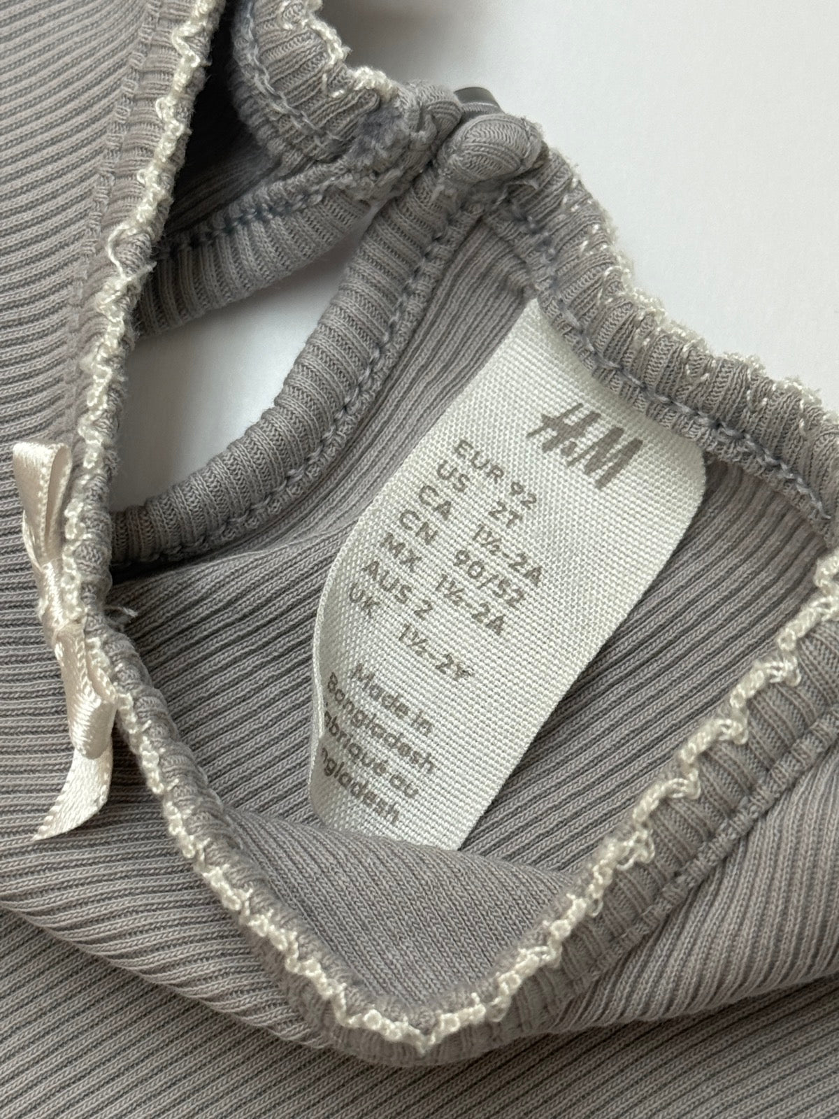 H&M Ribbed Frill Trim T-Shirt 2T