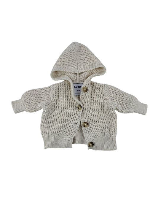 Old Navy Cream Knit Hooded Cardigan 0-3M