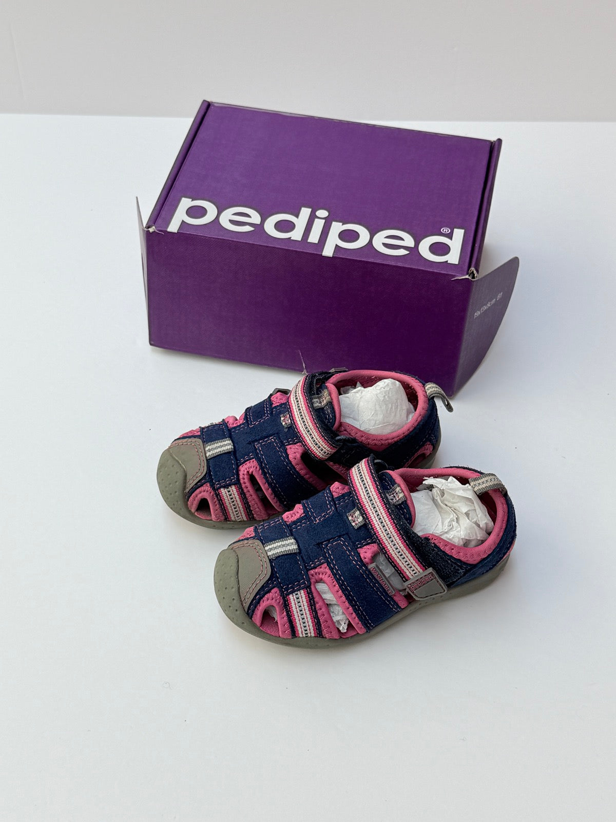 Pediped Sahara Navy Pink Sandals Size 6-6.5