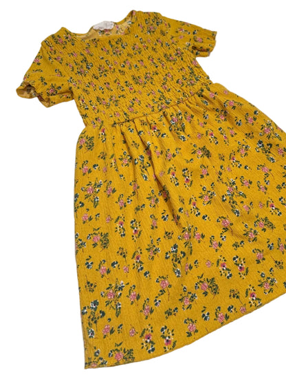 Zara Mustard Floral Smocked Dress Size 8