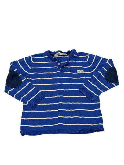 H&M Blue Stripe Knit Henley Sweater 2-4Y