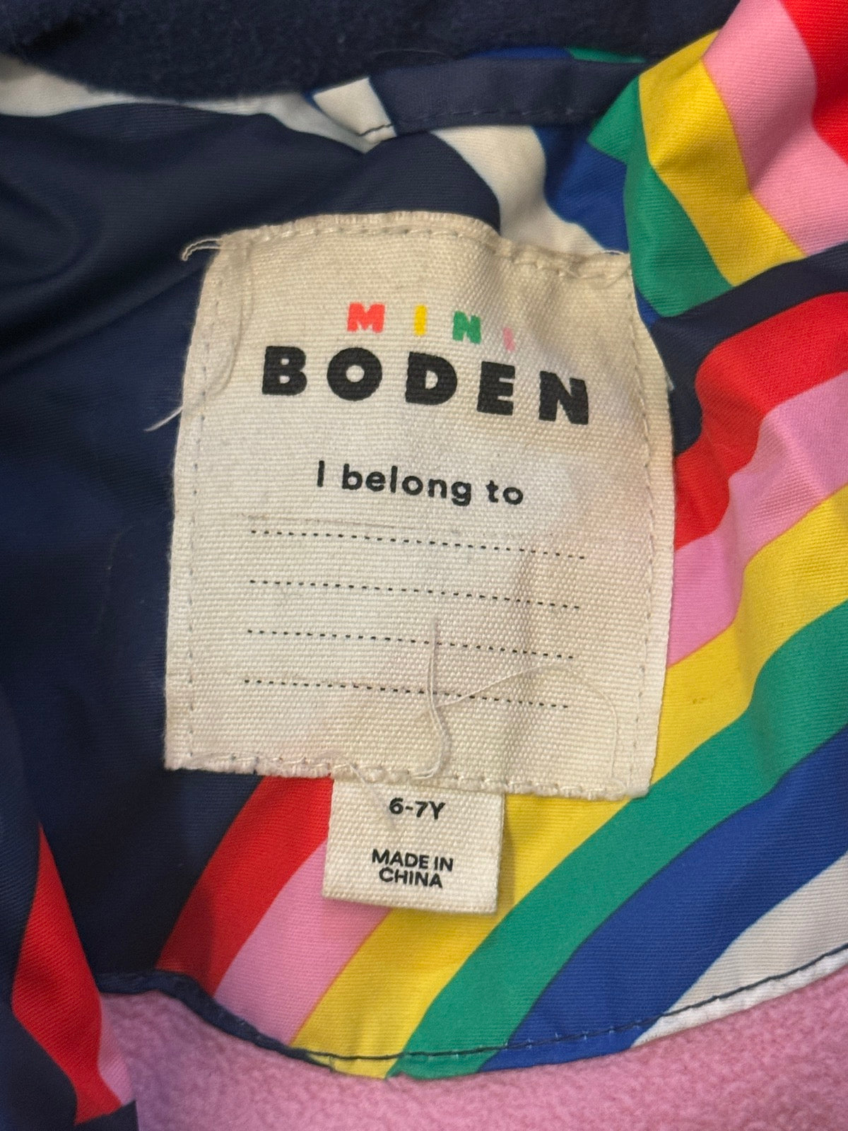 Mini Boden Rainbow Parka Jacket 6-7Y