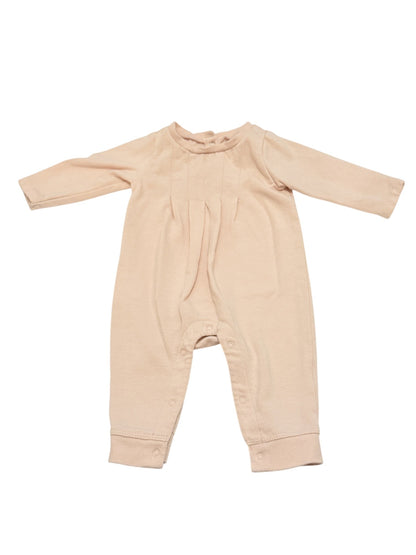 Pink Baby Romper Long Sleeve Pintuck 3-6m