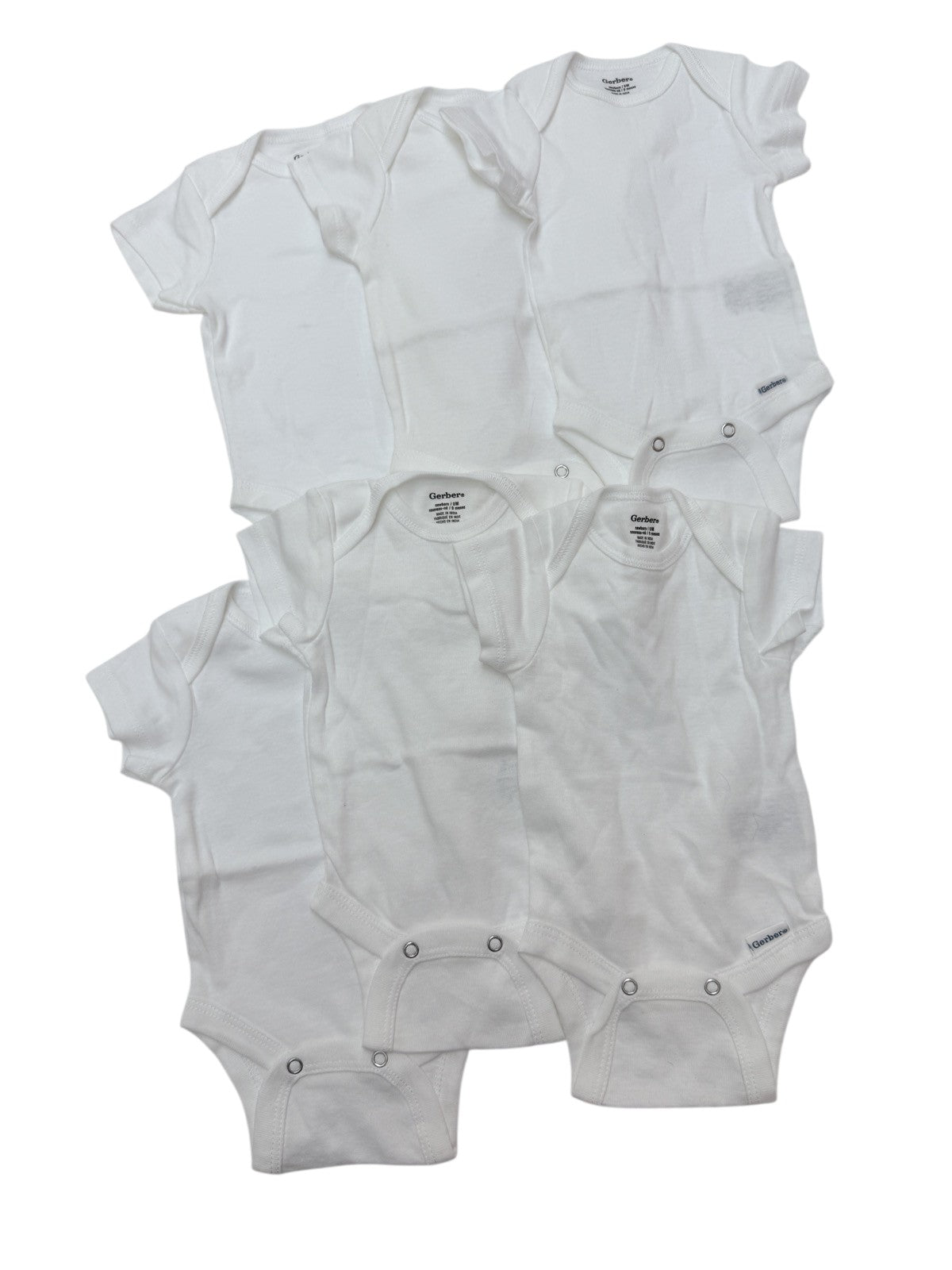 Gerber White Onesie 6-Pack Newborn 2 in Stock