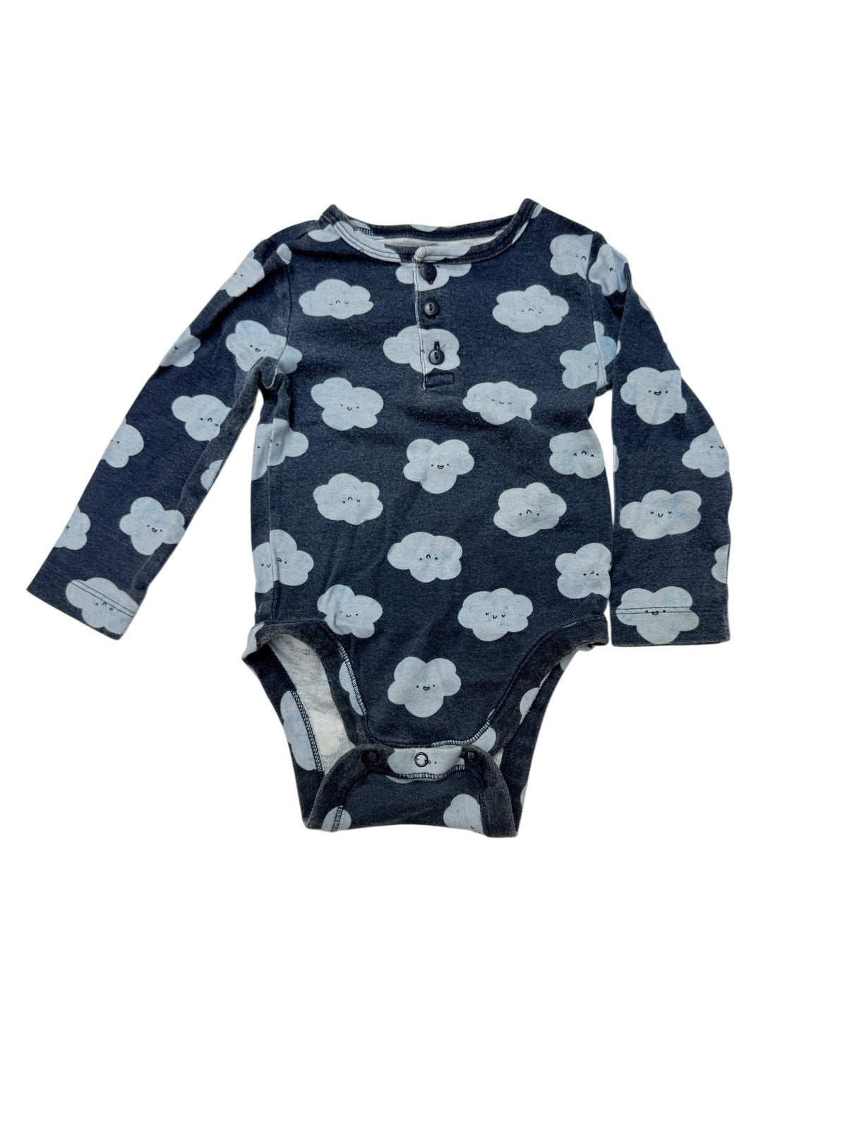 Old Navy Cloud Print Henley Bodysuit 12-18M