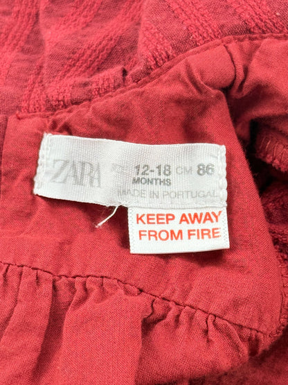 Zara Red Striped Peter Pan Collar Dress 12-18M