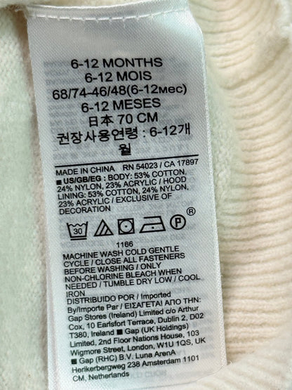 baby GAP Cream Knit Bear Ear Hoodie 6-12M