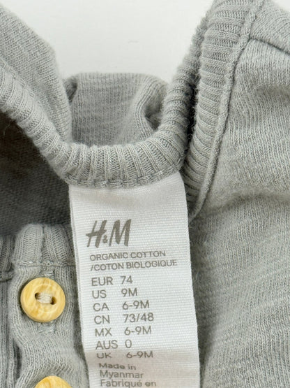 H&M Gray Organic Cotton Romper 6-9M