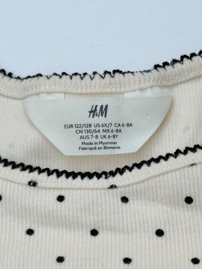 H&M Polka Dot Ribbed Long Sleeve Top Size 6-8Y