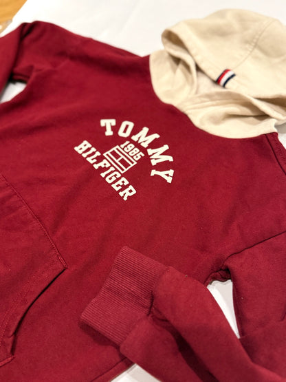 Tommy Hilfiger Maroon Two-Tone Hoodie Size 7