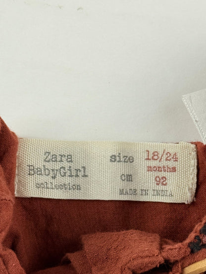 Zara BabyGirl Rust Embroidered Dress 18/24M