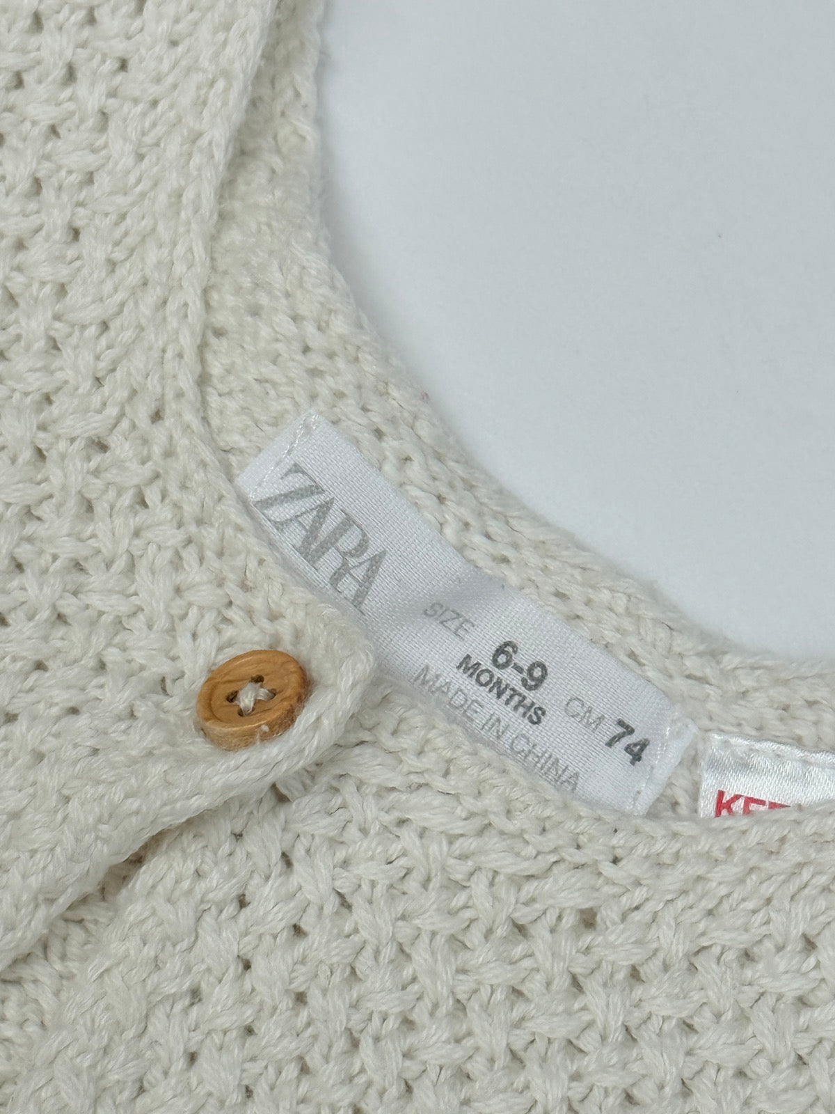 Zara Cream Knit Cardigan 6-9M