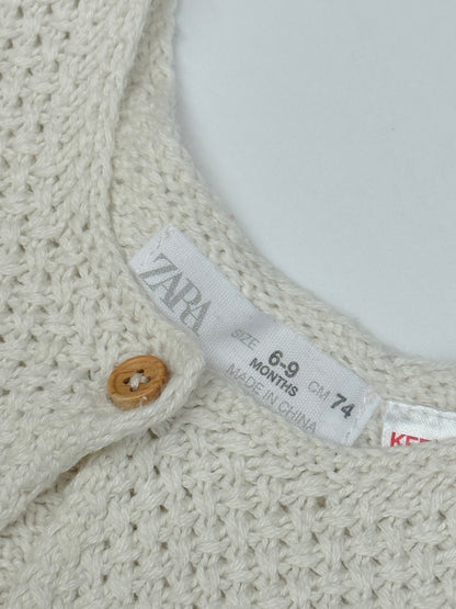 Zara Cream Knit Cardigan 6-9M