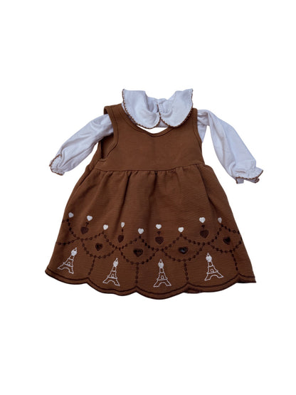 Milon Eiffel Tower Pinafore Dress Set 9M