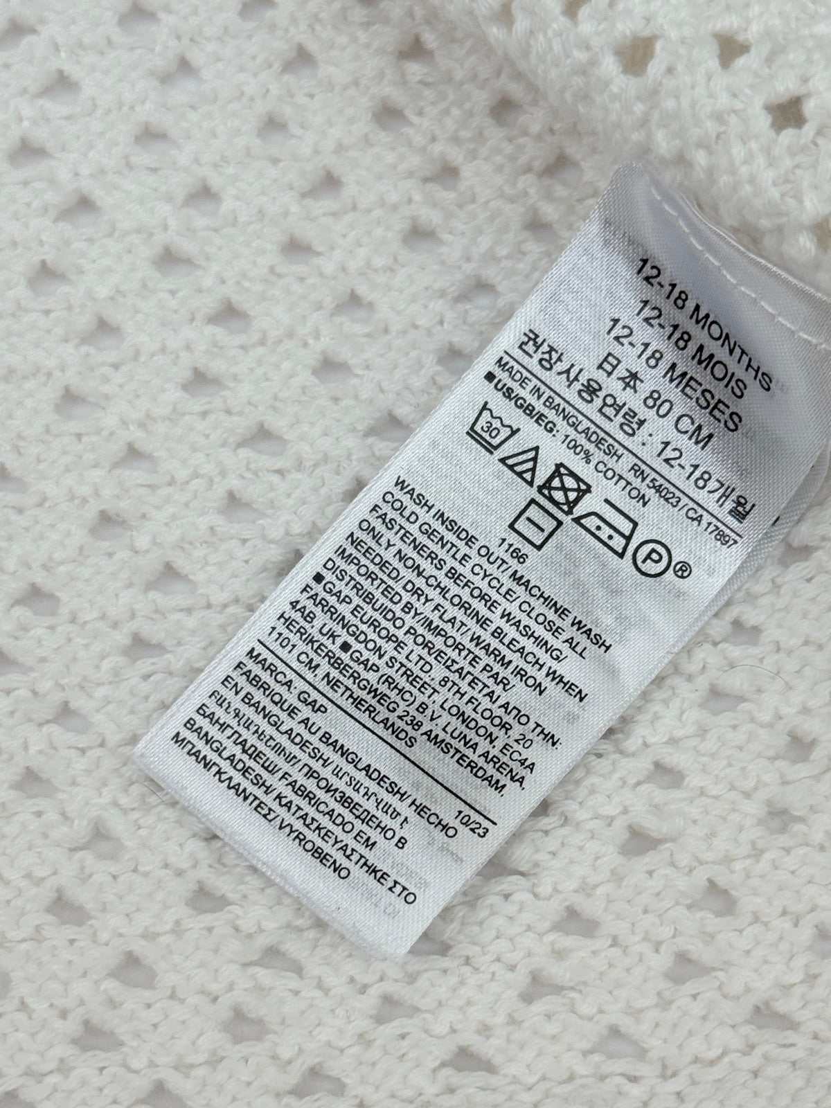 Baby Gap Cream Knit Romper 12-18M
