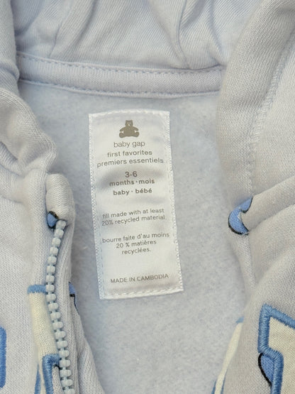 Baby Gap Heart Print Fleece Hooded Sleeper 3-6M