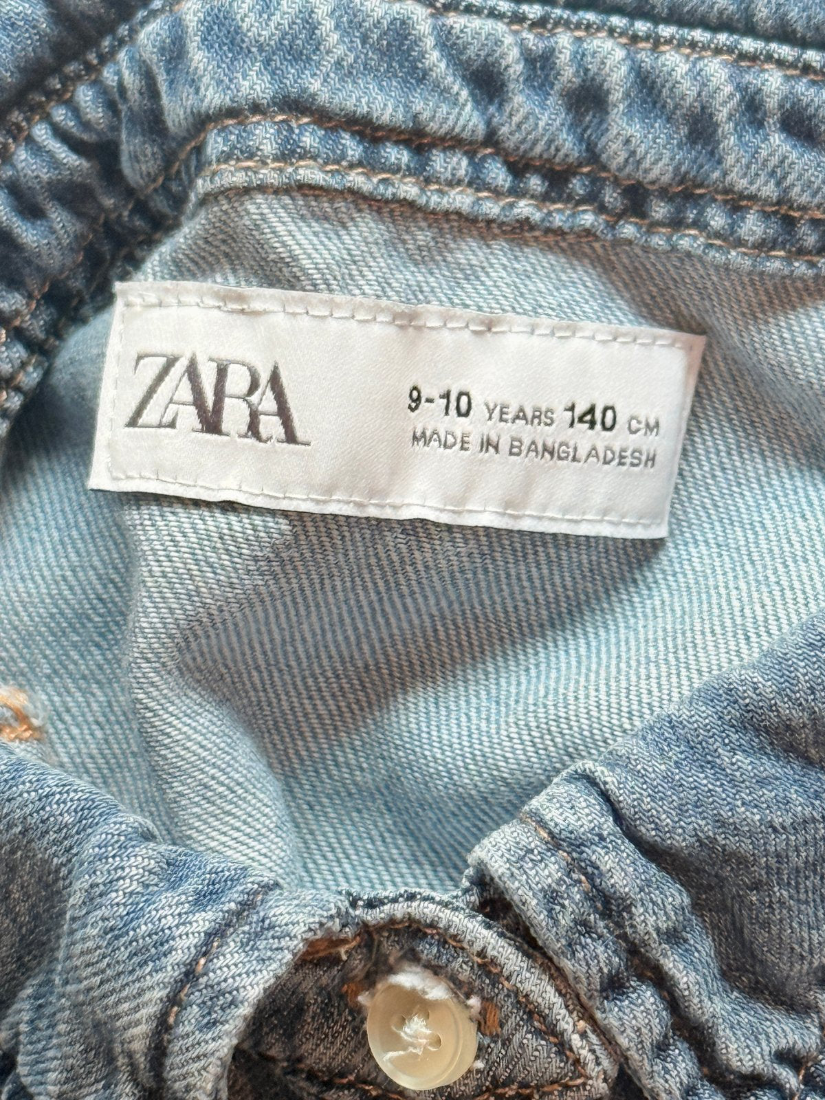 Zara Blue Denim Button-Up Shirt Size 9-10Y