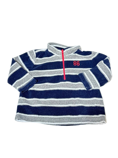George Striped Navy Fleece Quarter-Zip 18-24M