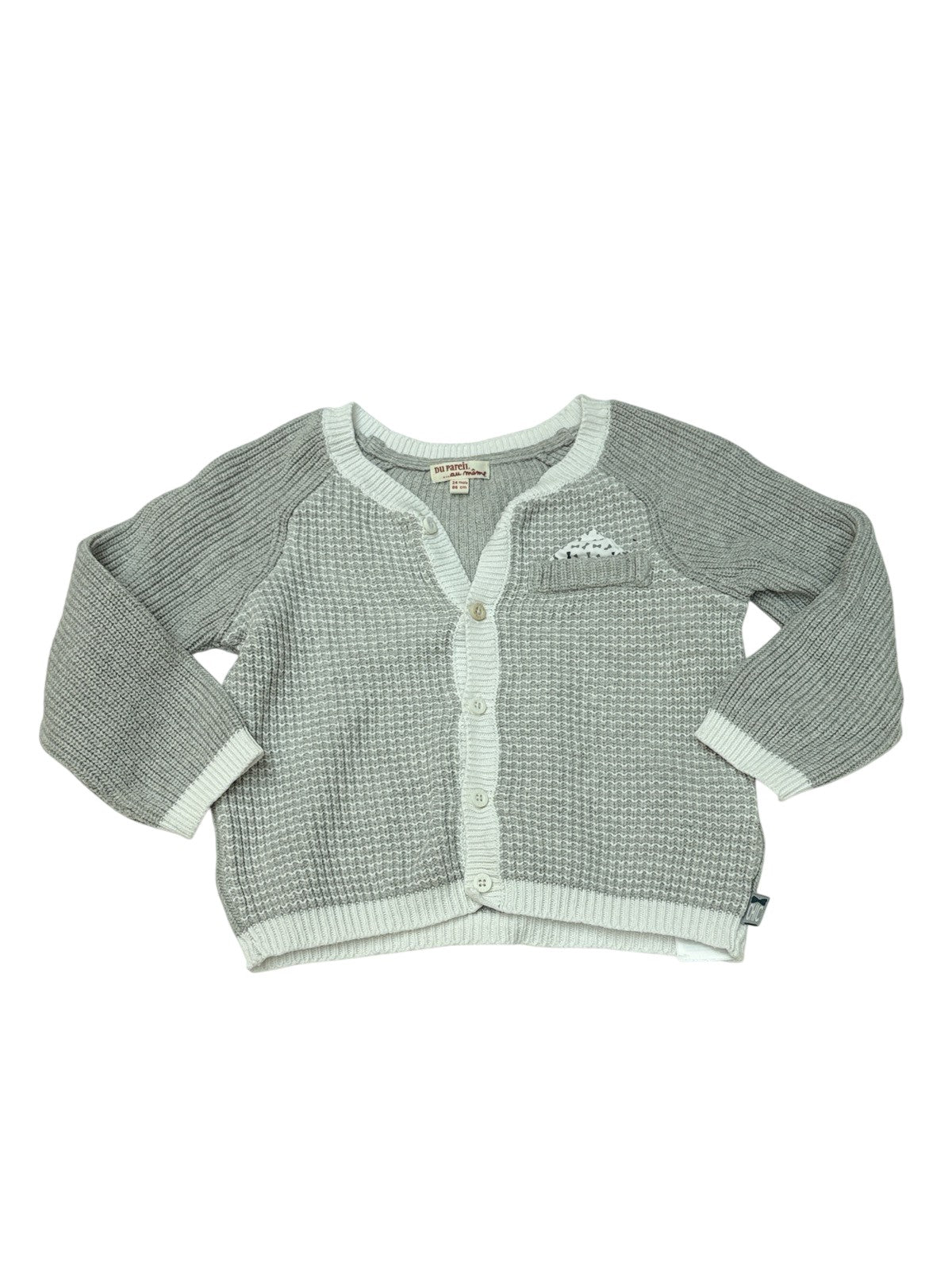 Du Pareil au Même Gray Knit Cardigan 18-24M