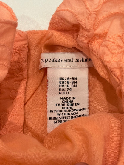 Cupcakes and Cashmere Peach Romper 6-9M