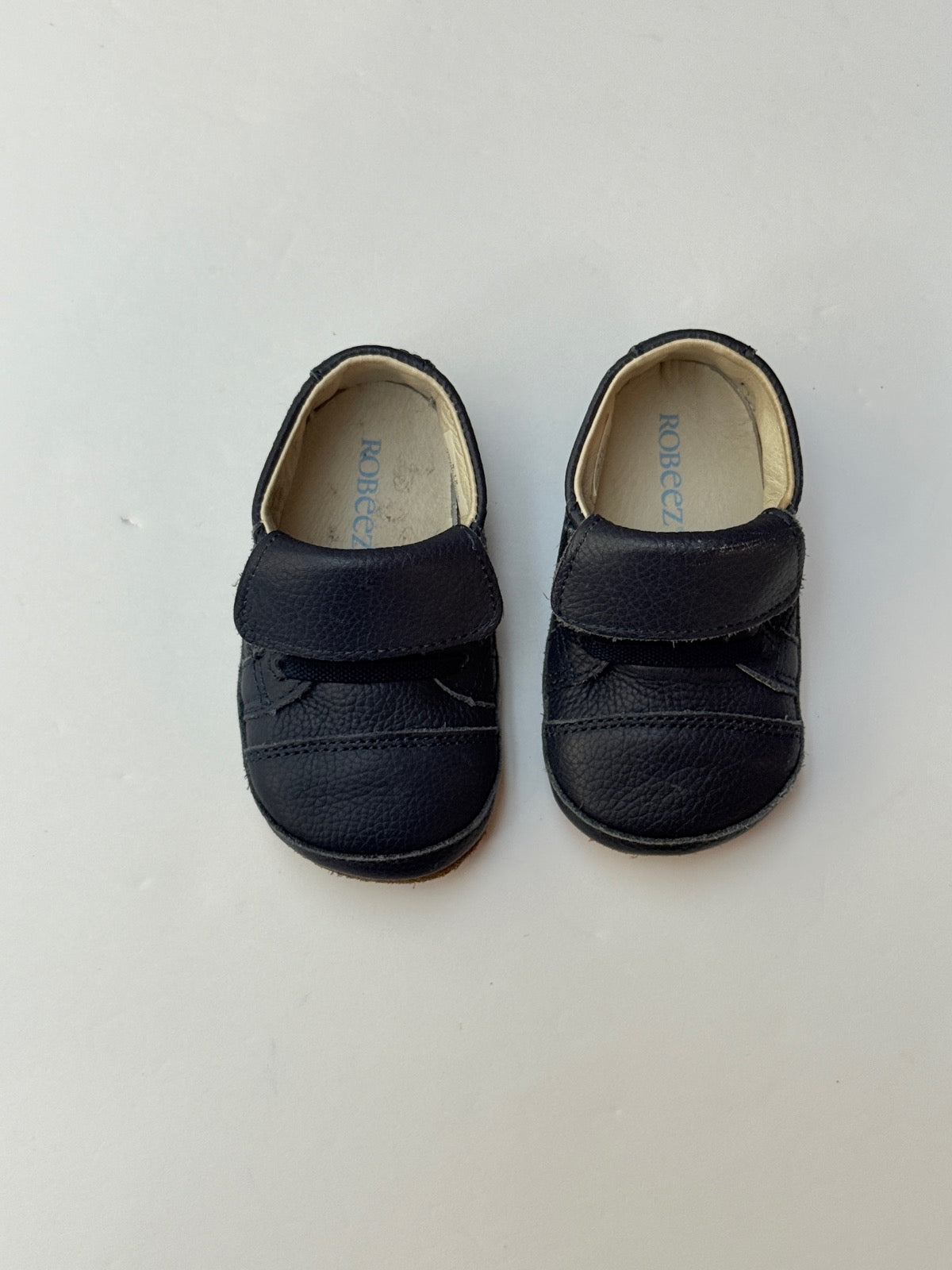 Robeez Navy Leather Baby Sneaker 9-12m