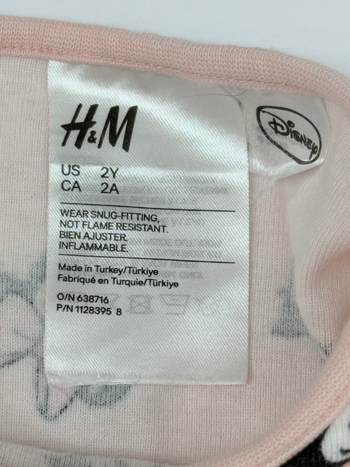 H&M Disney Minnie Mouse Pajama Set 2Y