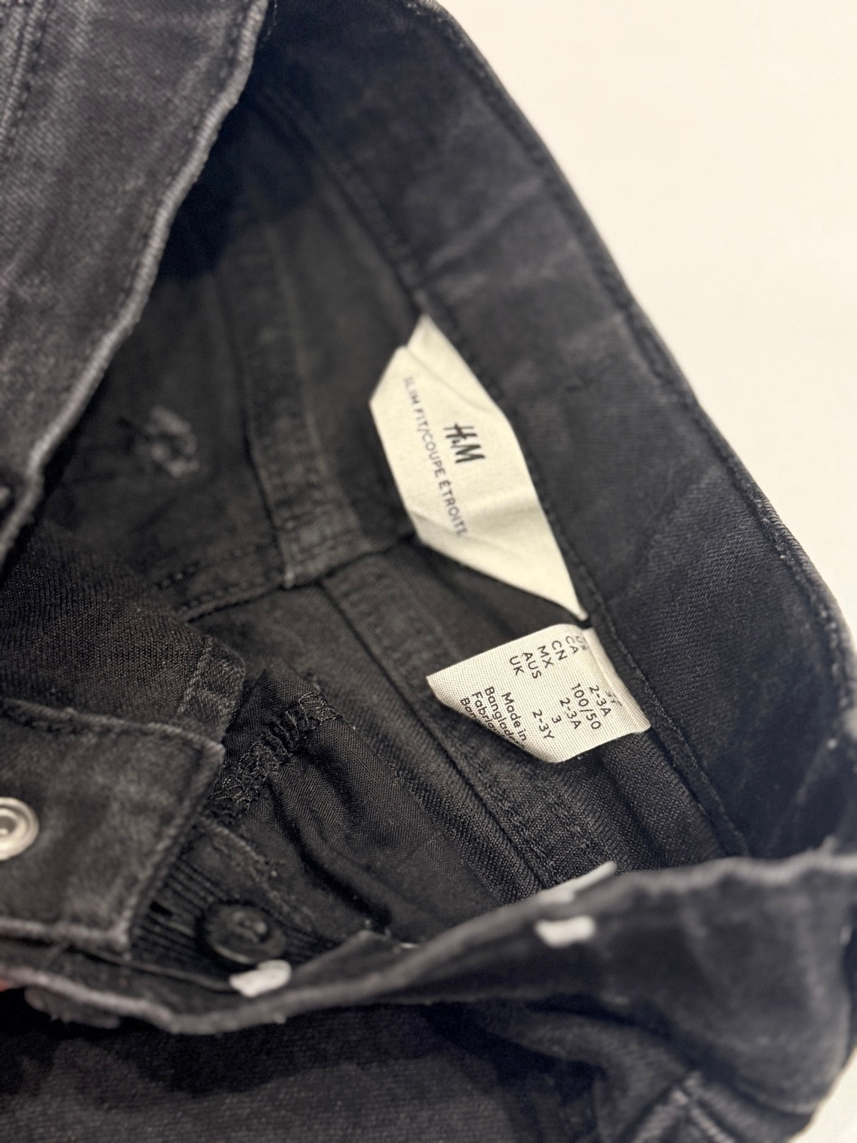 H&M Slim Fit Black Jeans 2-3Y