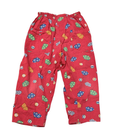 Red Novelty Print Elastic Waist Kids Pants 5Y