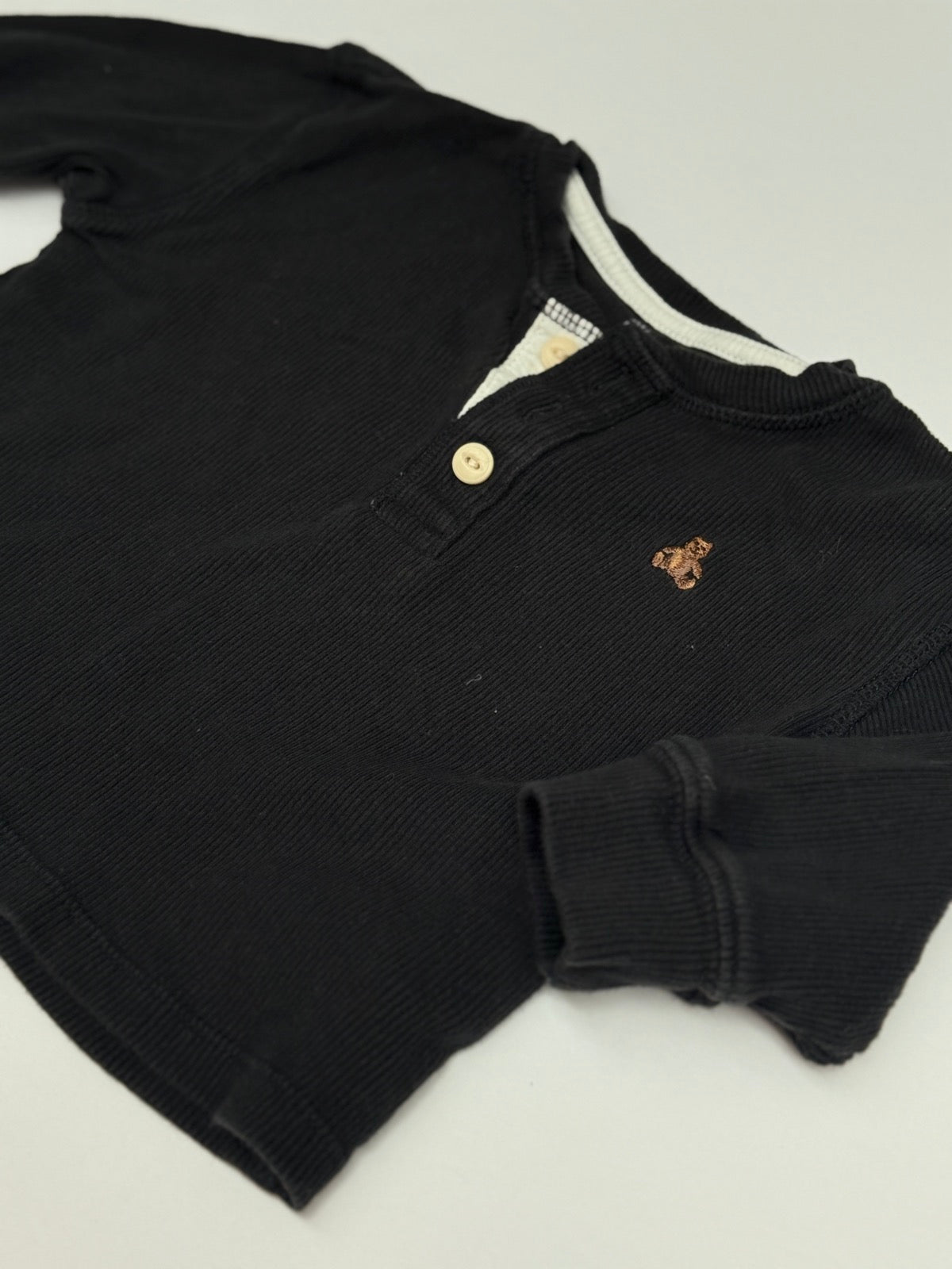 Baby Gap Black Henley Thermal Shirt 6-9M