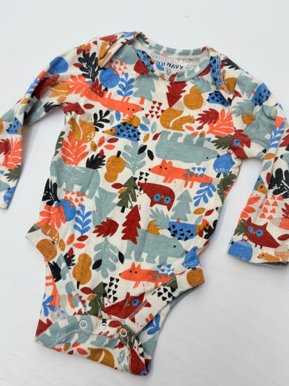 Old Navy Woodland Animal Print Bodysuit 3-6M