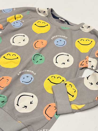 SmileyWorld Gray Smiley Face Sweatshirt Size 8Y