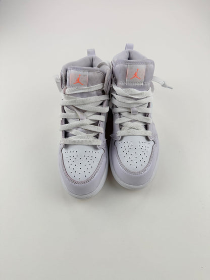 Jordan 1 Mid Lavender Iridescent Swoosh Sneakers Size 1Y