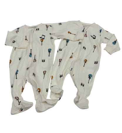 Pekkle Music Print Footed Sleepers 3M Sold separately