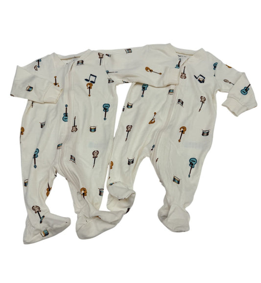 Pekkle Music Print Footed Sleepers 3M Sold separately