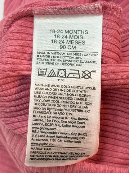 NWT - Baby Gap Pink Ribbed Bodysuit 18-24M