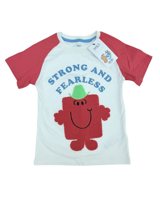 New M&S Mr. Men Strong Fearless T-Shirt 4-5Y