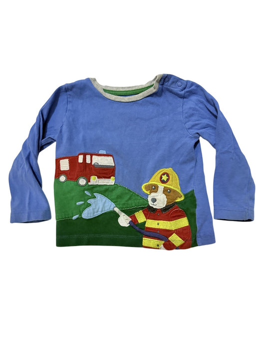 Baby Boden Firefighter Dog Applique T-Shirt 12-18M
