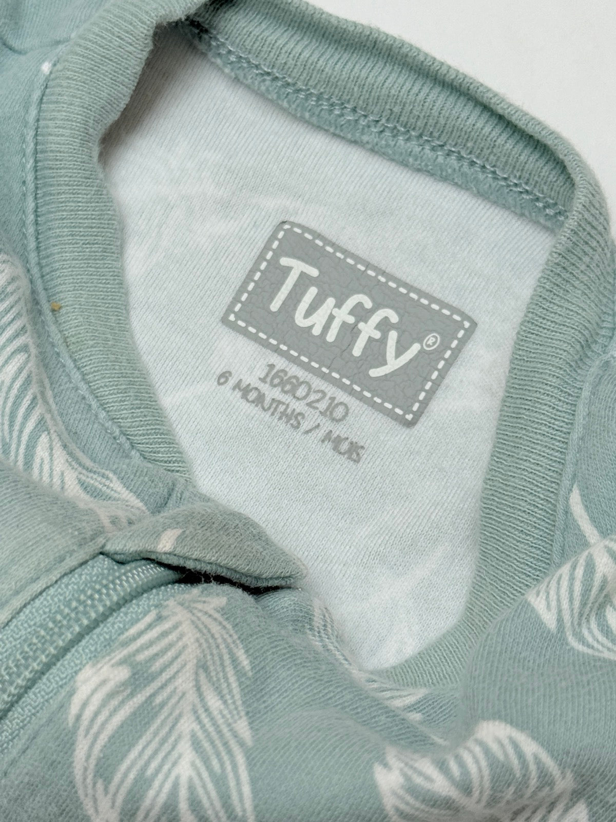 Tuffy Feather Print Footed Sleeper 6M