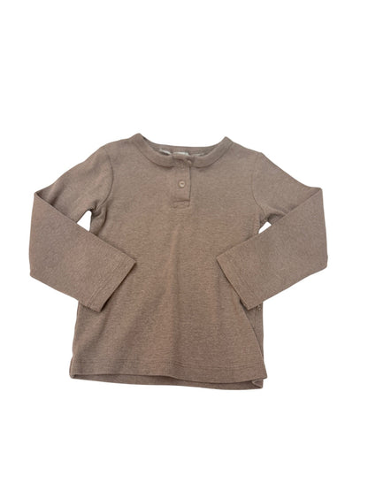 Brown Ribbed Henley Top 12-18m