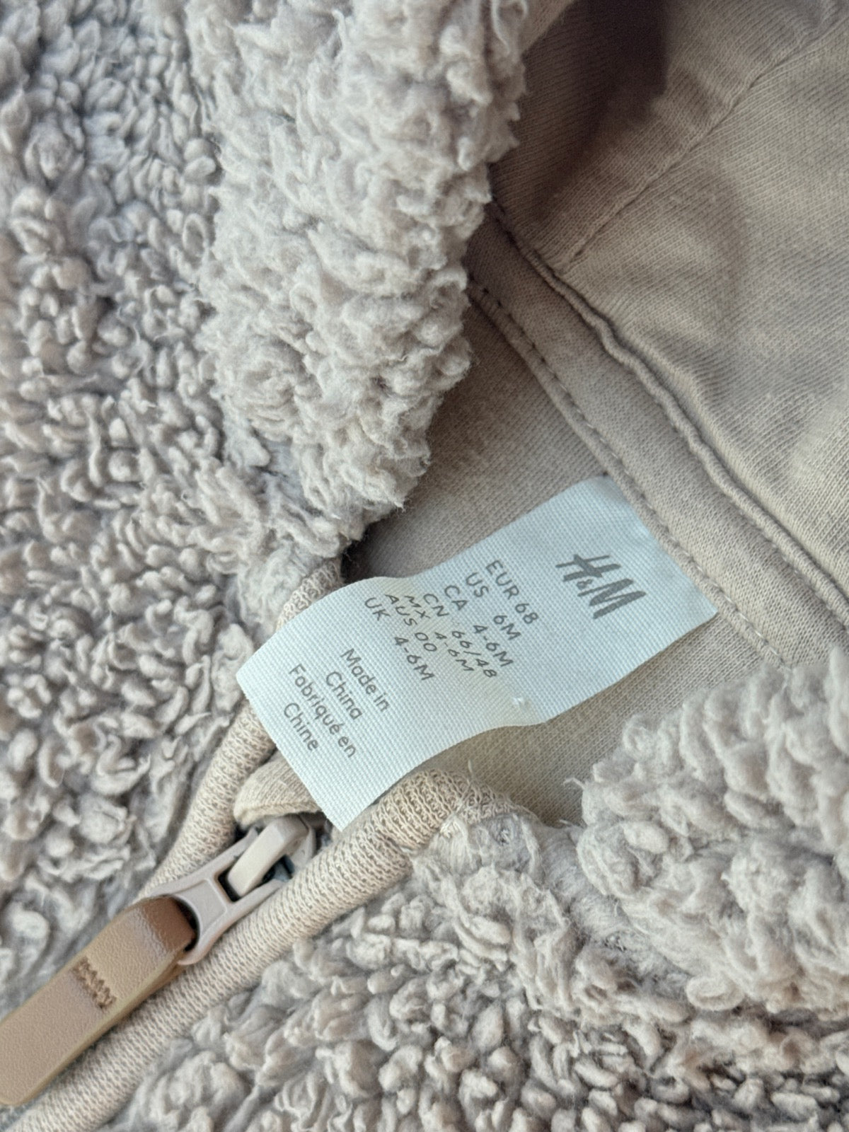 H&M Bear Sherpa Fleece Snowsuit 4-6M
