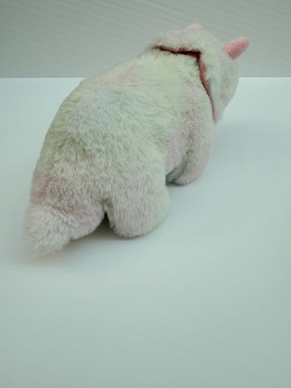 Pink White Plush Rhino Stuffed Animal