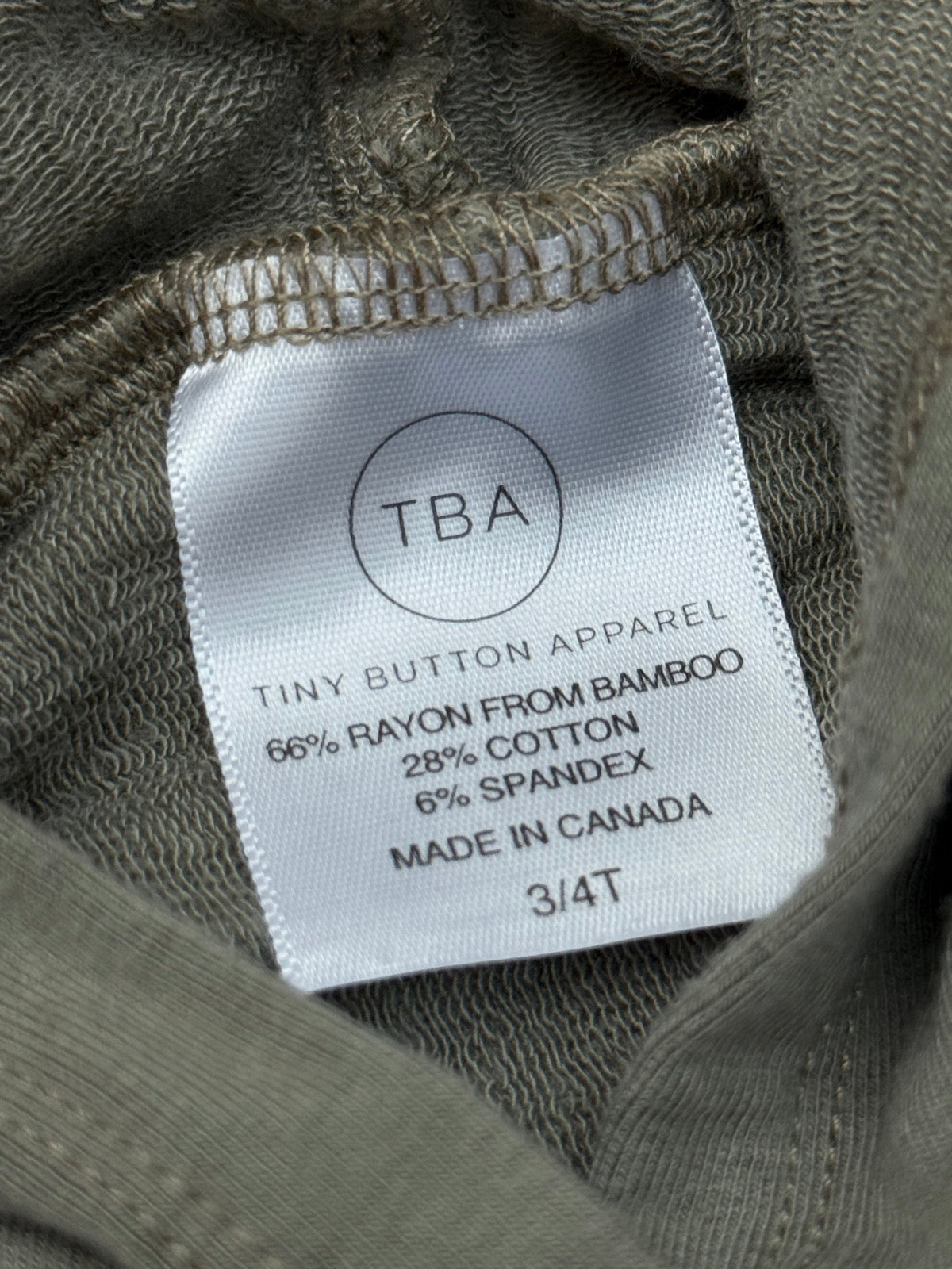 Tiny Button Apparel Olive Hoodie 3/4T