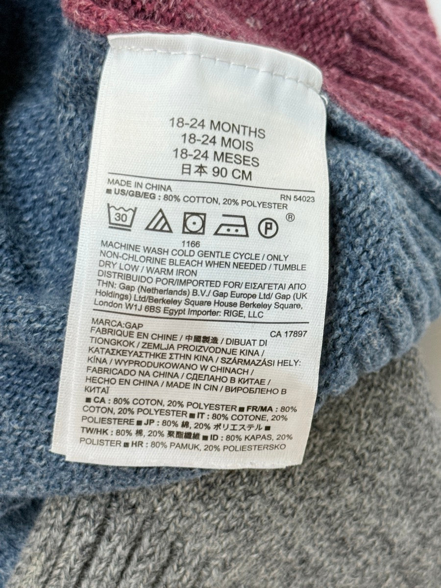 Baby Gap Colorblock Button Cardigan 18-24M
